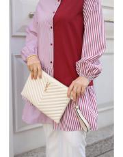 bordo beymen çizgi detaylı mixli gömlek 4