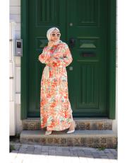 turuncu yesil aden elbise 2