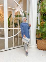 gri 2748 dantel ve taş detaylı denim pantolon 2