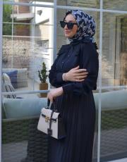 siyah pure dantel detay ipek gömlek