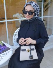 siyah pure dantel detay ipek gömlek 2