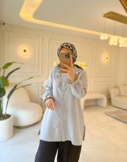 gri new elsa fırfırlı gömlek 2