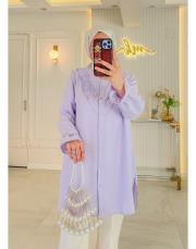 pastel lila new elsa fırfırlı gömlek