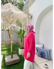 fuşya ipek makas tunik