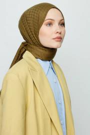 yağ yeşili kaz ayağı desen şal