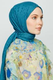 petrol mavi bloom desen şal