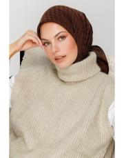 acı kahve qoza desen eşarp