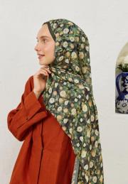 koyu yeşil rami agnes desen şal