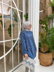  indigo 4296 inci çiçekli modal tunik