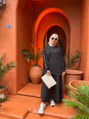 siyah 4284 kol detay modal tunik