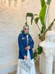 koyu mavi 7206 cep detaylı denim ceket