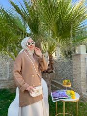 kahve 7038 blazer oversize hırka