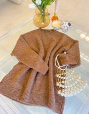 kahve 50516 simli yumoş kazak