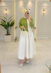 yağ yeşili 80055 etek üstü yumoş hırka 2