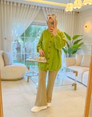 yeşil 2450 çima detaylı pantolon