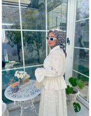 beyaz 716 inci düğmeli etekli takım 2