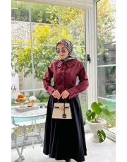 siyah 2979 fermuarlı kesimli çan etek 2