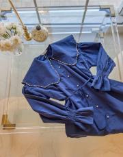 lacivert inci detaylı bebe yaka gömlek