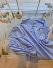 bebe mavi inci detaylı bebe yaka gömlek