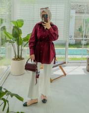 bordo 1441 retro gömlek