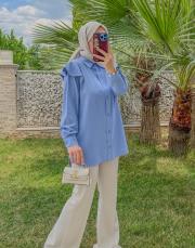 bebe mavi 7810 simli volan kol gömlek