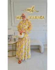 sarı nil desenli elbise 3