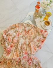 soft pudra alin desenli elbise