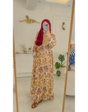 sarı yakalı flowers elbise