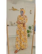 sarı yakalı nil elbise