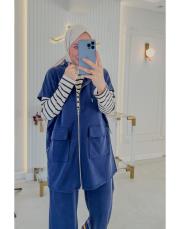 lacivert yelekli oysho takım