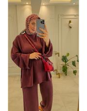 bordo 1502 kuşaklı oysho takım