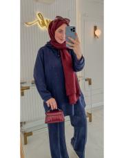 lacivert kapüşonlu dikiş detaylı oysho takım 2