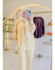 açık sarı 1504 taşlı oysho takım