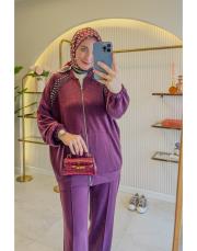 bordo 1504 taşlı oysho takım