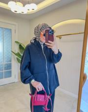 siyah nervür detaylı modal takım