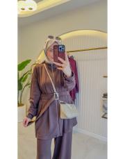 kahve 22772 kemerli modal takım