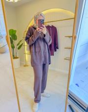 acı kahve 22785 sırt detaylı modal takım 3