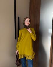 yağ yeşili mk etek ucu dantelli sweat 3