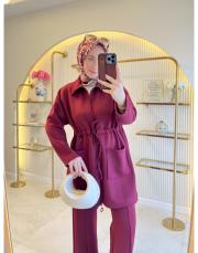 bordo bağlamalı modal takım