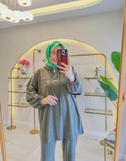 haki 10816 fermuar yaka kol detaylı takım