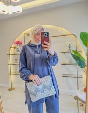 lacivert 10816 fermuar yaka kol detaylı takım