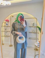 haki 22629 çima pantolonlu modal takım