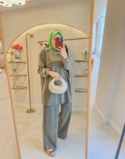 haki 22629 çima pantolonlu modal takım 2