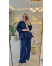 lacivert 22769  balon tunik modal takım